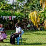 A mentor counsels her mentee, both of them mothers living with HIV, in Homa Bay County in June 2021. | Photo by Sala Lewis for the CSIS Global Health Policy Center